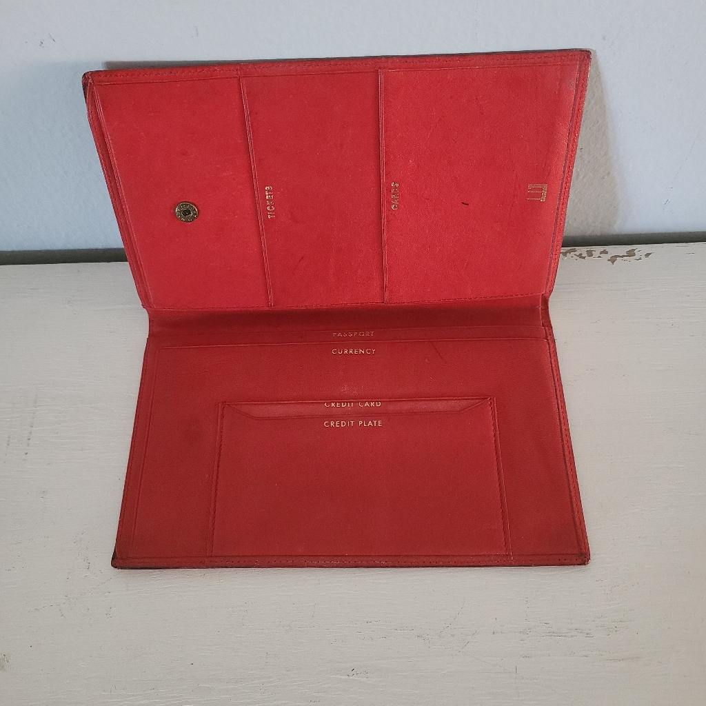 Vintage Dunhill Red Leather Bifold Wallet
